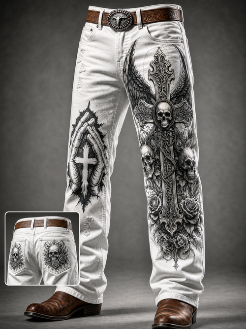 Men's Faith Printed Casual Jeans