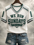 Women'S Football Match Day Gift Football Fans Casual V-Neck T-Shirt