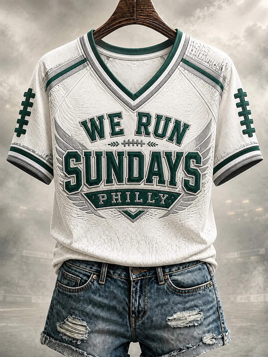 Women'S Football Match Day Gift Football Fans Casual V-Neck T-Shirt