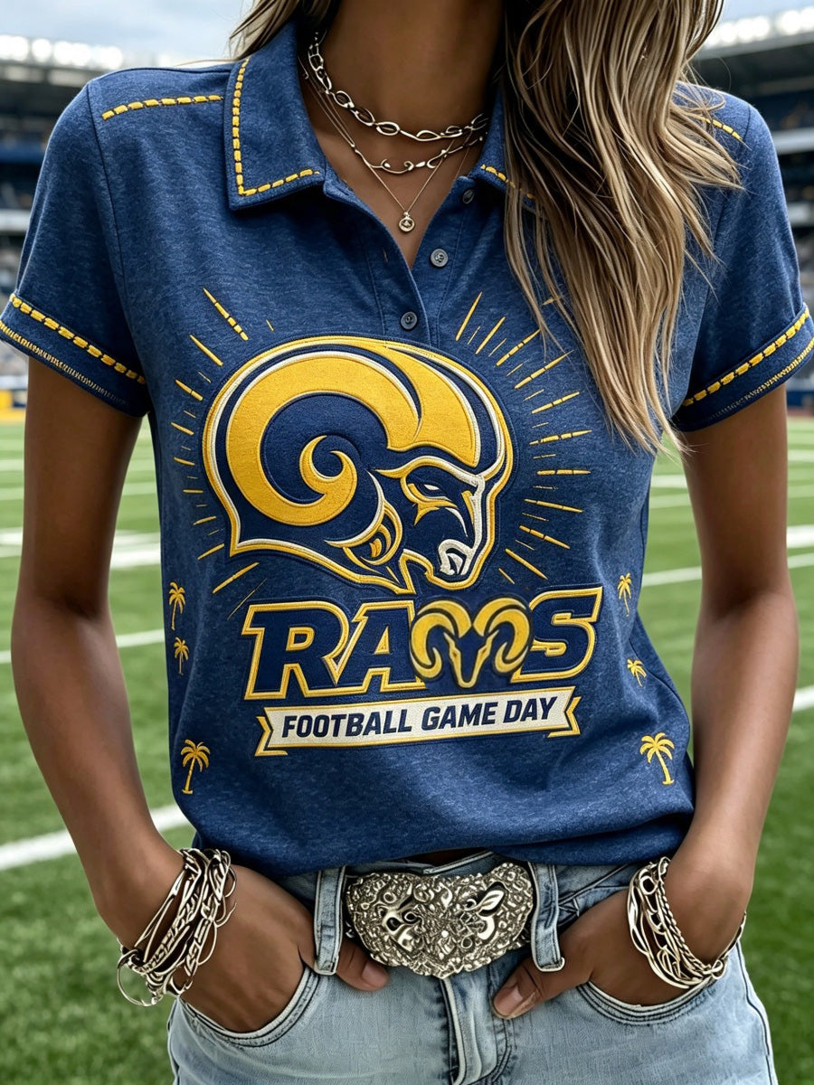 Women's Football Game Print Casual Polo Shirt