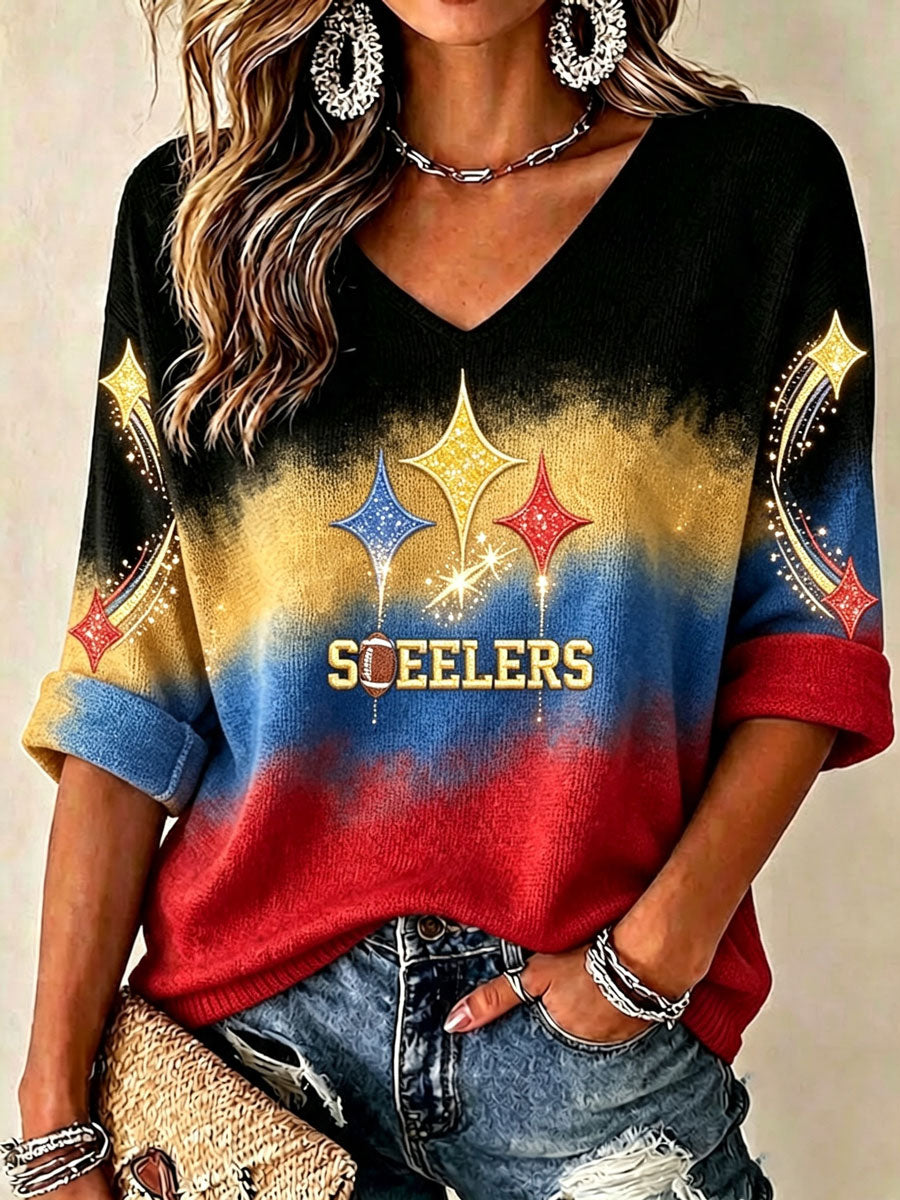 Women'S Football Print Waffle  Top