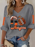 Women'S Football  Print Waffle  Top