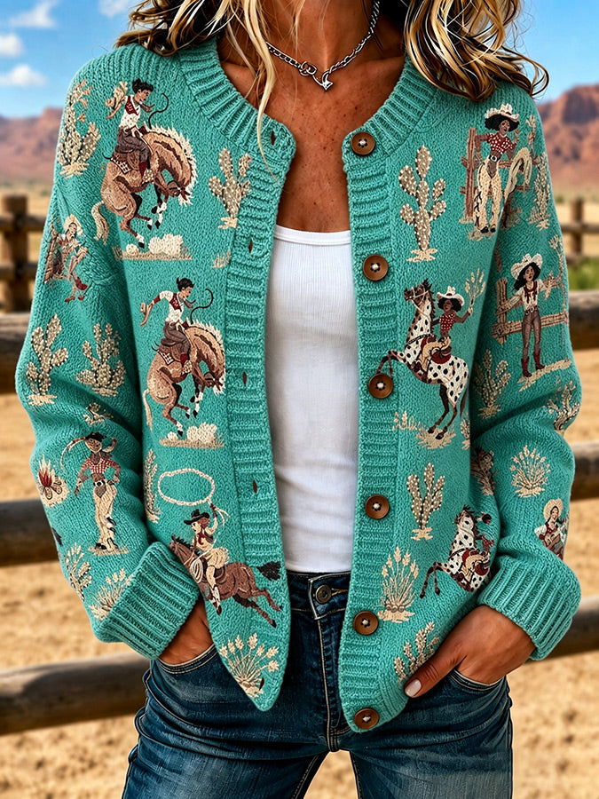 Ladies' Western Style Sweater Cardigan