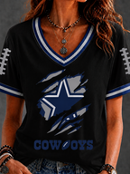 Women'S Retro Rugby Eagle Printed Casual T-Shirt