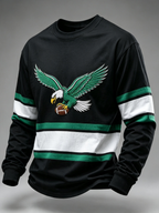 Men's Football Printed Round Neck Long Sleeved Sports Shirt