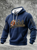 Men's College Rugby Team Printed Waffle Casual Hoodie