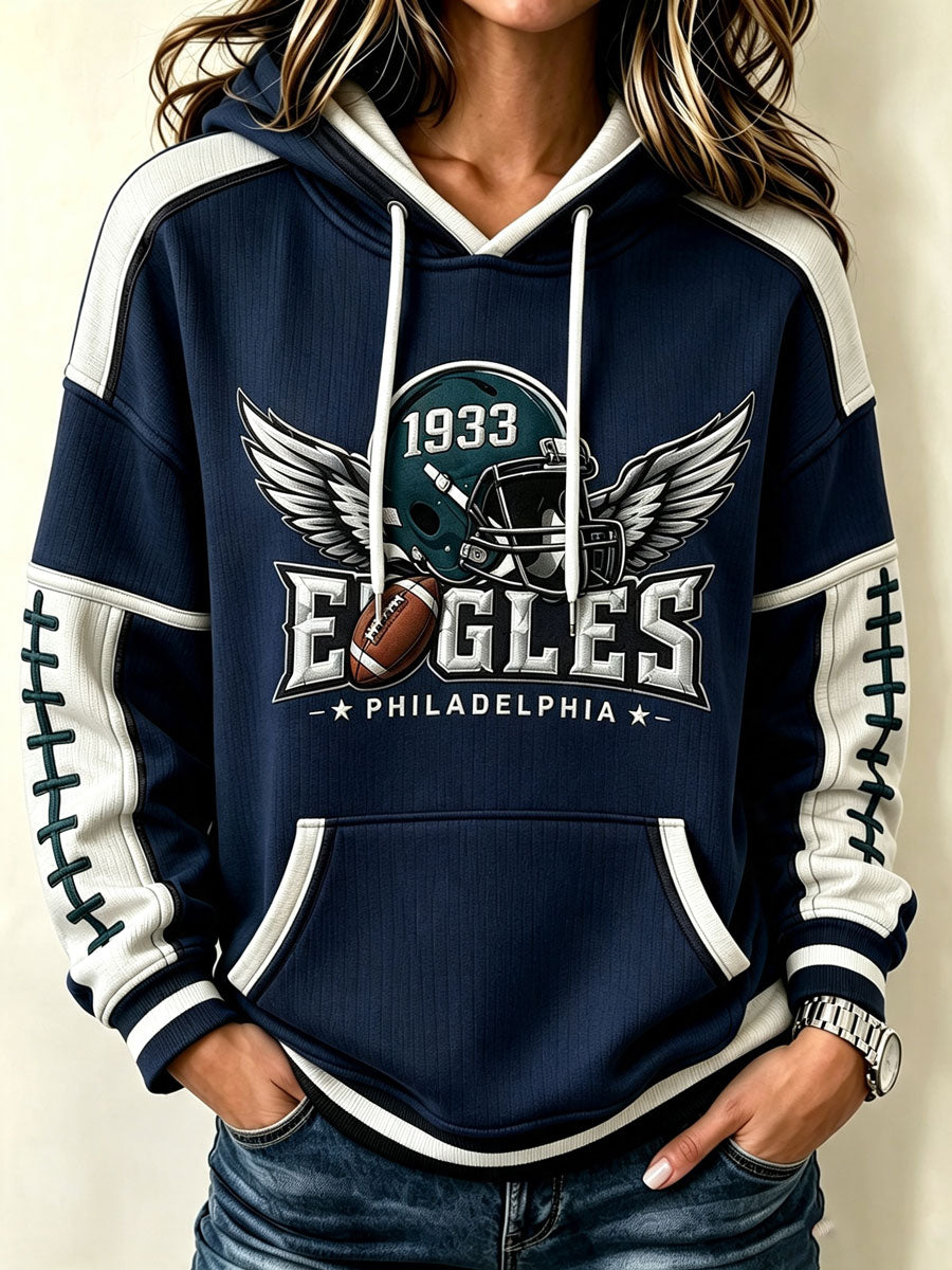 Women'S Football Eagle Print Hooded Sweatshirt