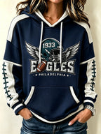 Women'S Football Eagle Print Hooded Sweatshirt