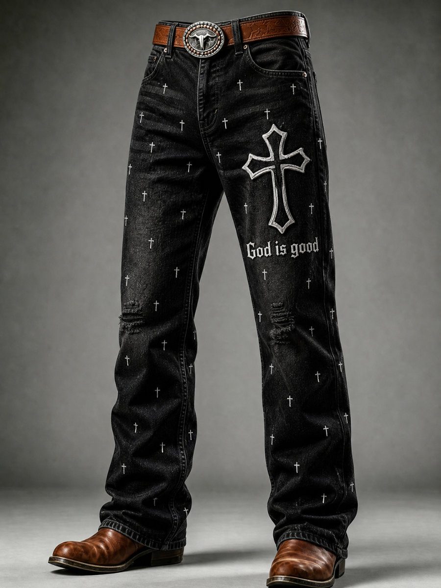 Men's Faith Printed Casual Jeans