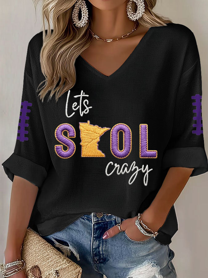 Women'S Football  Print Waffle  Top