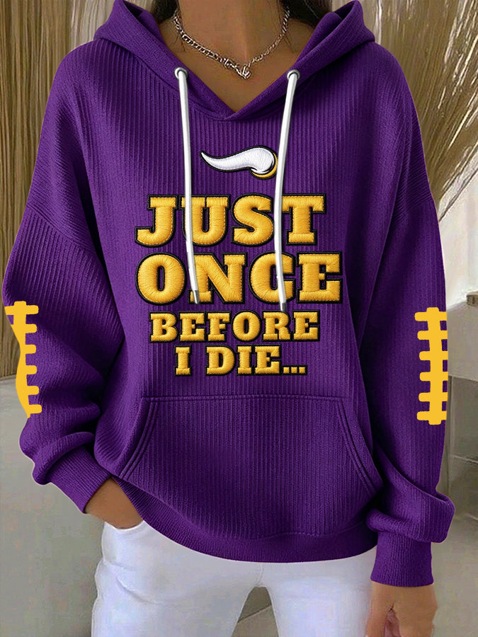 Women'S Football Print Hooded Sweatshirt