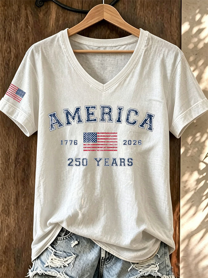 Women'S America Flag Print Casual T-Shirt