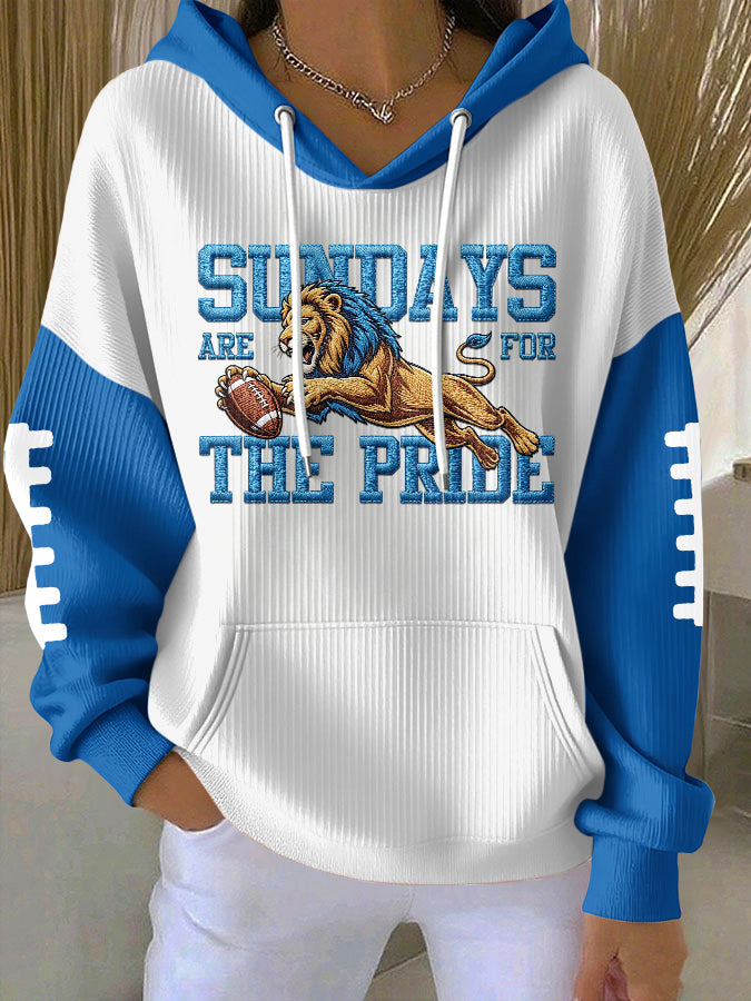 Women'S Football Print Hooded Sweatshirt