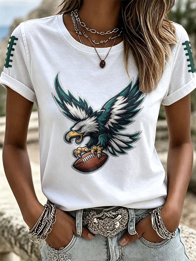 Women'S Retro Football Printed T-Shirt