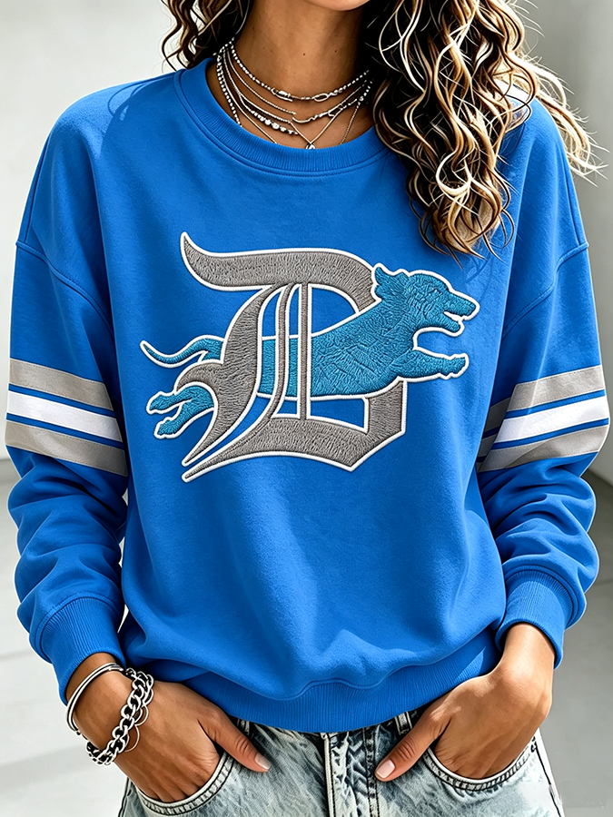 Women's Football Printed Casual Sweatshirt