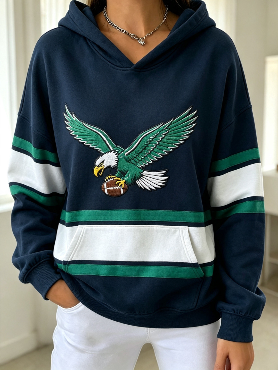 Women's Football Printed Vintage Hoodie