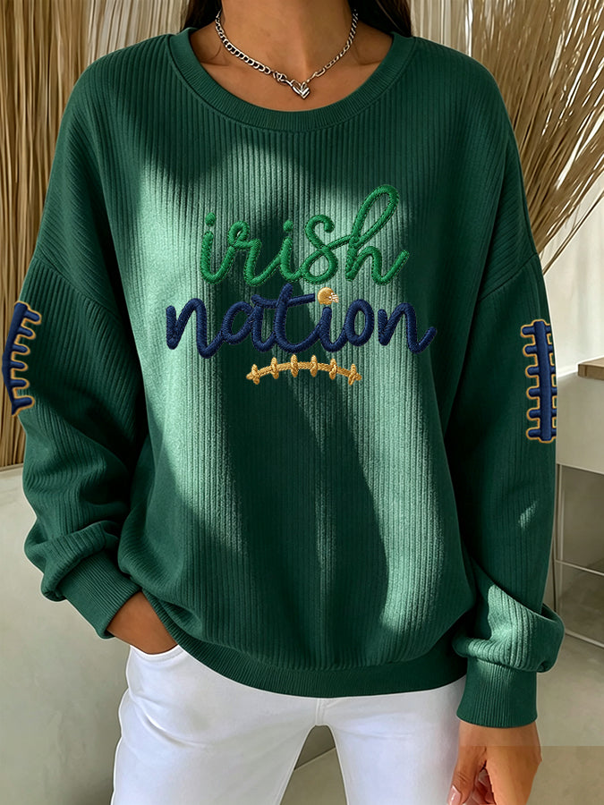 Women's University Football Fans Print Casual Waffle Sweatshirt