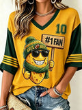 Women'S Waffle Football Fan Casual Top