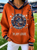 Women'S Football Game Print Hooded Sweatshirt