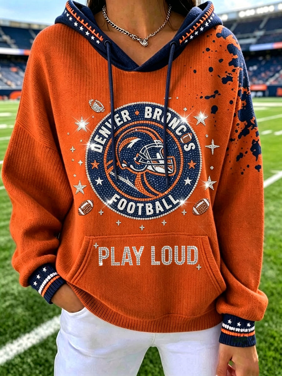 Women'S Football Game Print Hooded Sweatshirt