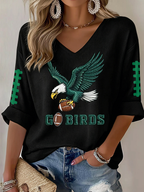 Women'S Football  Print Waffle  Top