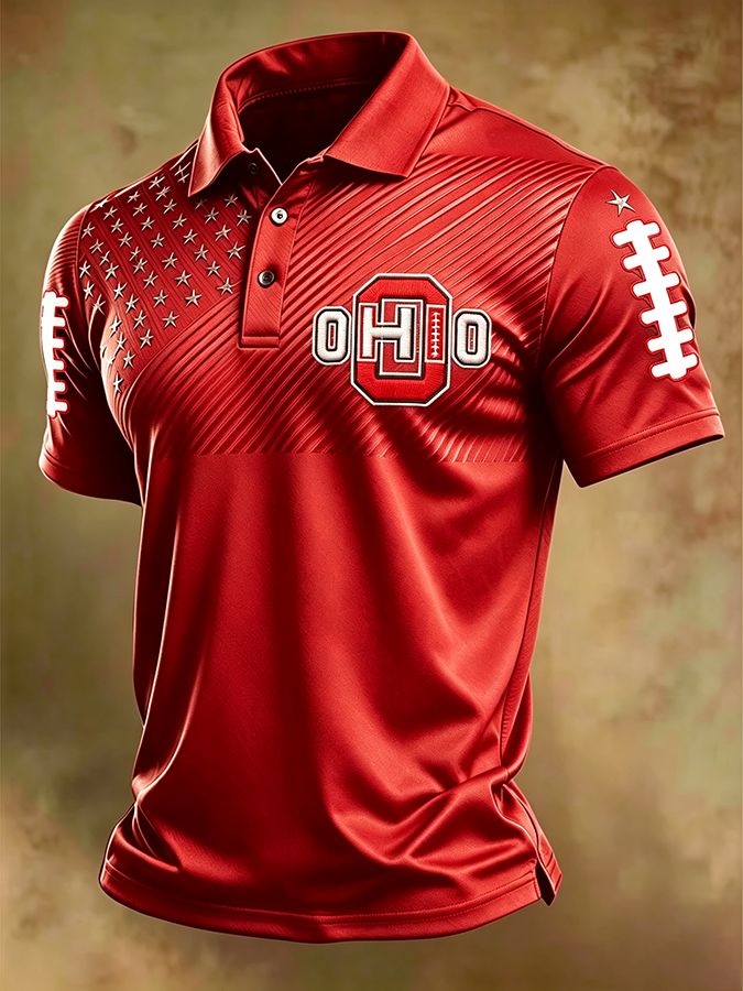 Men'S Retro Rugby Collar Polo T-Shirt