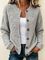 Ladies' Casual Plant Flower Knitted Cardigan Top