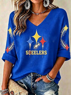 Women'S Football Print Waffle  Top