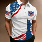Men'S Casual American Independence Day Printed Celebration Short Sleeved Polo Shirt